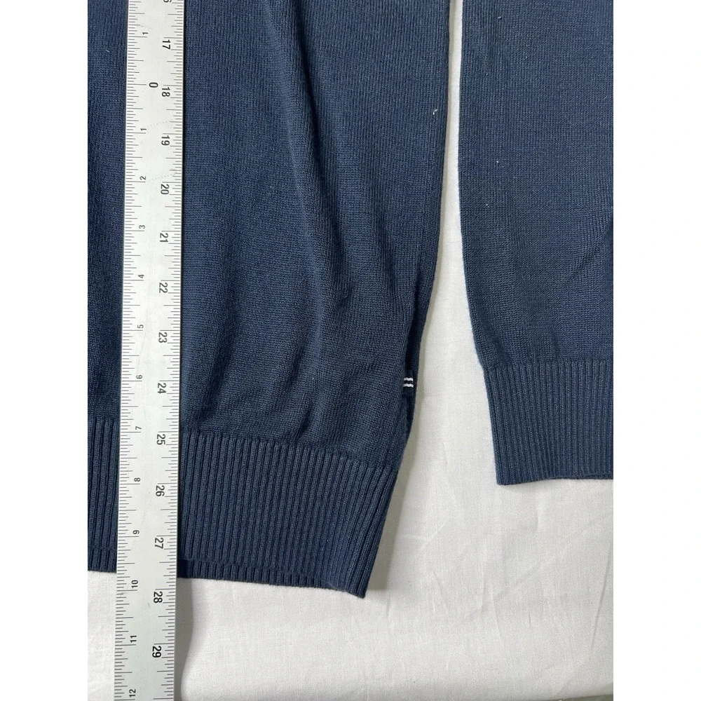 Nautica Mens Blue‎ Long Sleeve Fleece Quarter Zip Size Large Mock Neck